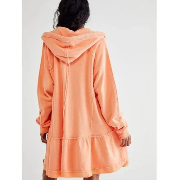 NEW Free People LONG KARA CARDI Full Zip Hoodie Jacket M in White Ecru $128 NWOT - Picture 5 of 11